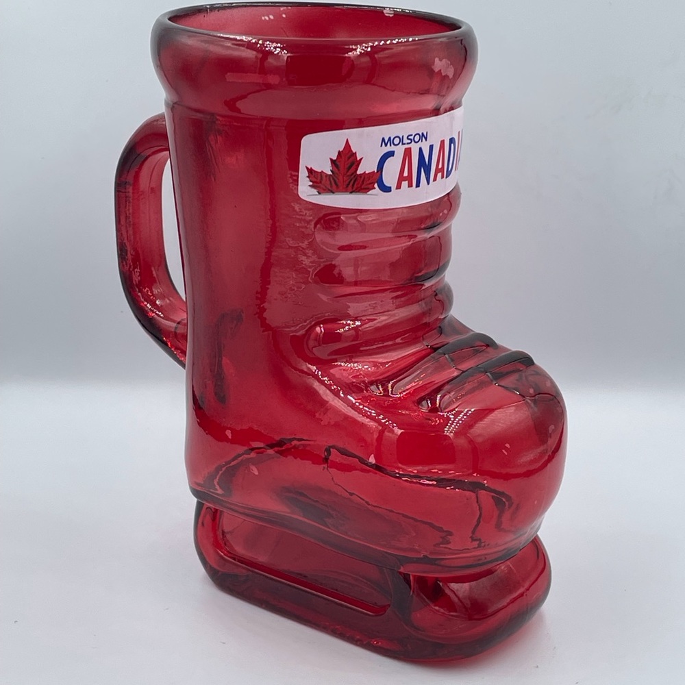 Vintage 24 oz Glass Molson Canadian Skate Boot Stein Mug